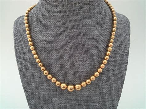 Vintage Gold Filled Ball Bead Necklace Graduated Chain Strung Etsy