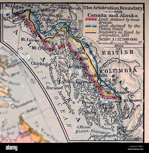 English Map Of Alaska Canada Boundary Arbitration 1903 Cropped And