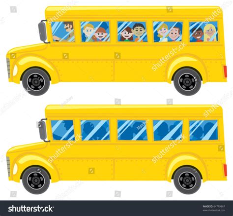 Cartoon School Bus In 2 Versions Stock Vector Illustration 64779367