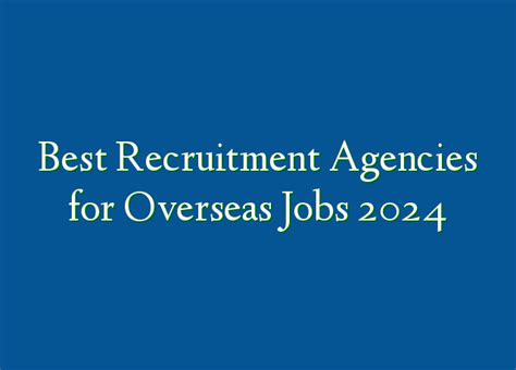 Best Recruitment Agencies For Overseas Jobs 2024 Ng