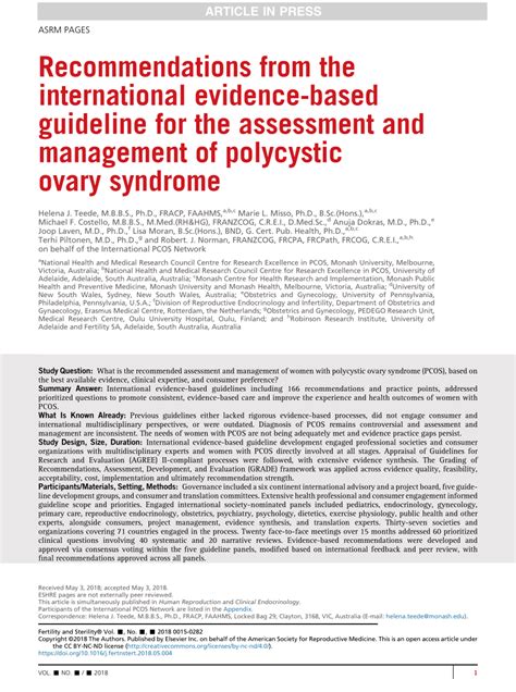 Pdf Recommendations From The International Evidence Based Guideline