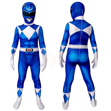 Kids Power Ranger Blue Costume Mighty Morphin Power Rangers Cosplay Suit