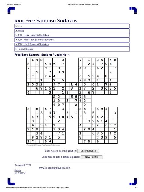 1001 Easy Samurai Sudoku Puzzles Pdf