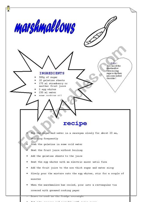 Marshmallow Recipe Esl Worksheet By Nouk