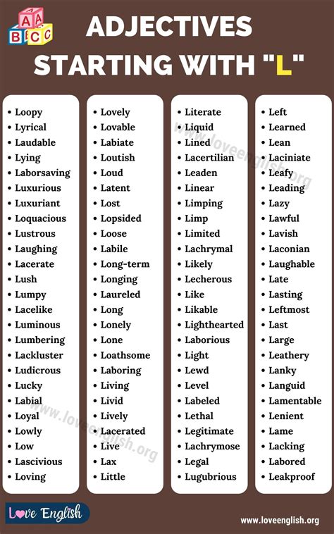 Adjectives That Start With L Useful List Of 100 English Adjectives