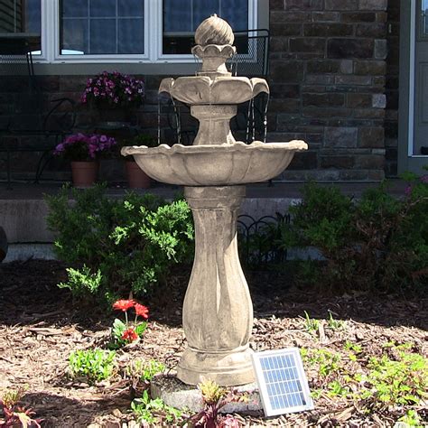 Solar Powered Garden Fountain With Battery Backup Garden Solar Water
