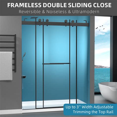 Getpro 57 60 W X 79 H Double Sliding Frameless Shower Door With Clear Glass Wayfair