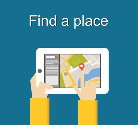 find a place concept illustration flat design search place concept using gadget for searching