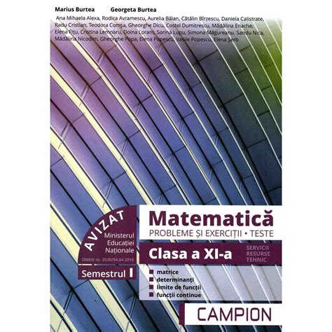 Matematica Probleme Si Exercitii Teste Clasa A Xi A Semestrul I