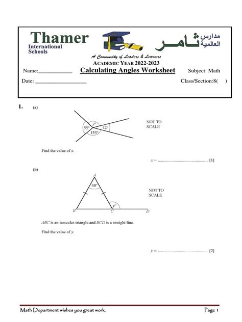 Calculating Angles Worksheet G8 Pdf
