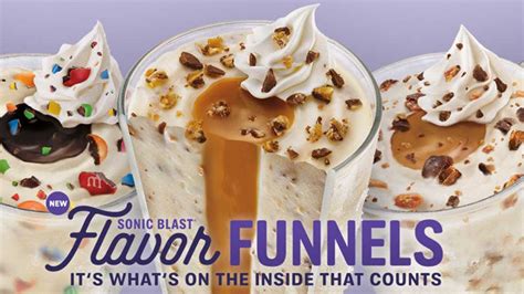 Aug 25, 2016 · sonic offers up new sonic blast flavor funnels with a center of various fillings running down the middle of their signature sonic blast frozen desserts. Sonic Launches New Sonic Blast Flavor Funnels - Chew Boom