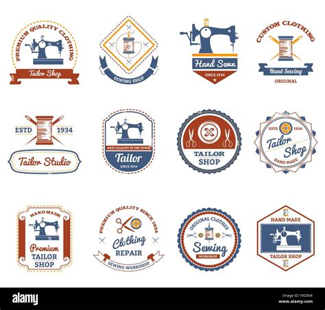 Tailor Shop Original Labels Icons Set Stock Vector Image And Art Alamy