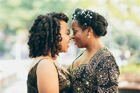 two beautiful black brides in love lesbian bride wedding same sex wedding lesbian wedding