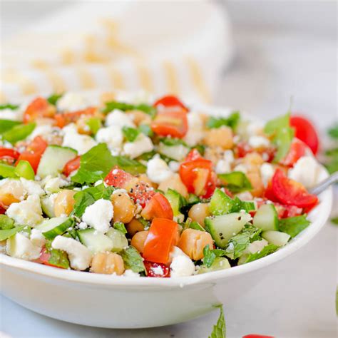 Summer Chickpea Salad With Feta And Vegetables Babaganosh