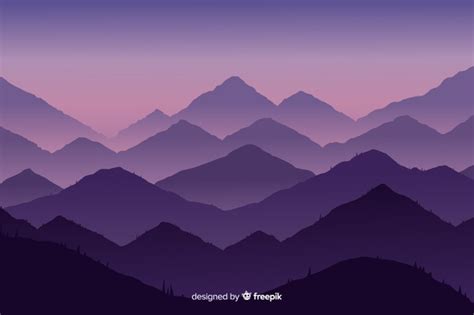Abstract Mountains Landscape In Flat Design Vector Free Download