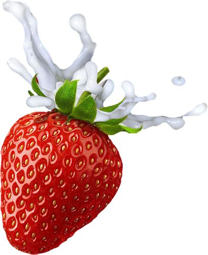 Strawberry With Milk Splashes Png Transparent Image Download Size