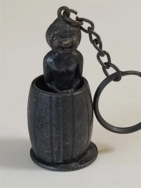 VINTAGE METAL NAKED Man In Barrel W Pop Up Penis Figure H PicClick