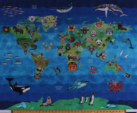 36 X 44 Panel Animals Around The World Zoo Animals Map Kids Geography