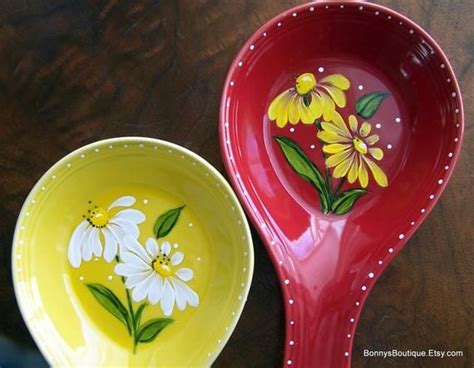 Daisy Spoon Rest Red Spoon Rest Etsy Red Spoon Spoon Rest Spoon