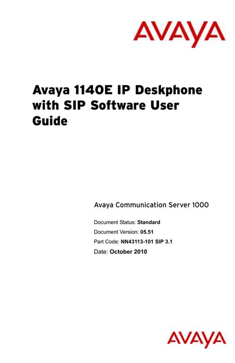 Avaya 1140E IP Deskphone with SIP Software User Guide | Manualzz