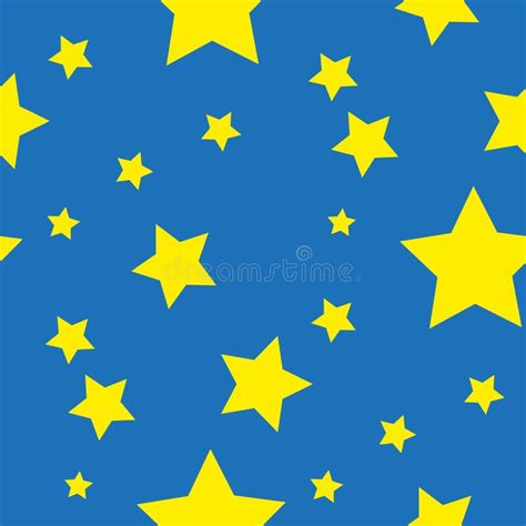 Modelo Inconsútil De Las Estrellas Del Amarillo En Azul Stock De