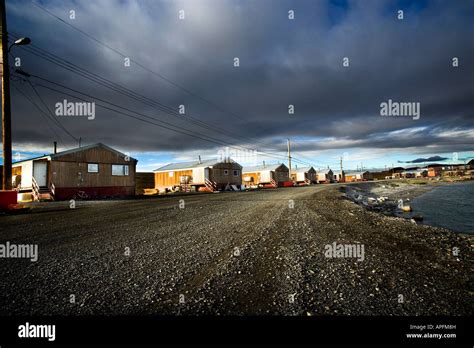 Trailer Park Holman Island Northwest Territories Canada Stock Photo