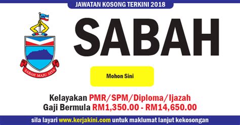 Maybe you would like to learn more about one of these? Jawatan Kosong 2018 Negeri Sabah - Terbuka PMR/SPM/Diploma ...