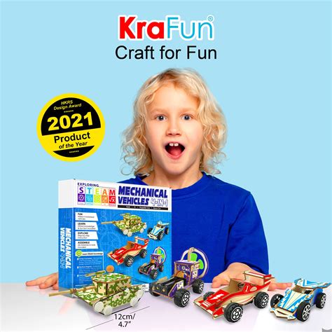Buy Krafun 4 In 1 Stem Toys Kit Wooden Mechanical Model Cars Kits