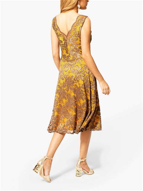 Hotsquash Floral Lace V Neck Dress Mustard At John Lewis And Partners