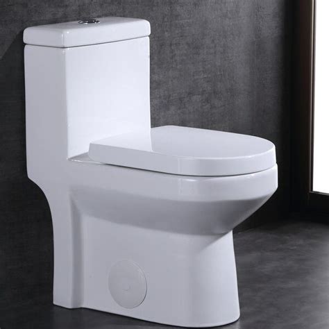 Dual Flush Elongated One Piece Toilet Seat Included One Piece