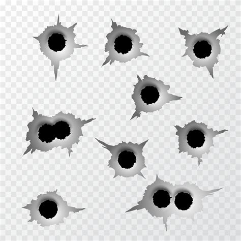Ragged Bullet Hole Torn Surface From Bullet Ripped Metal Vector