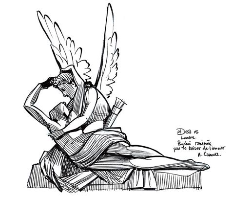 Psyche Revived By Cupids Kiss Drawing By Patrick Dea Pixels