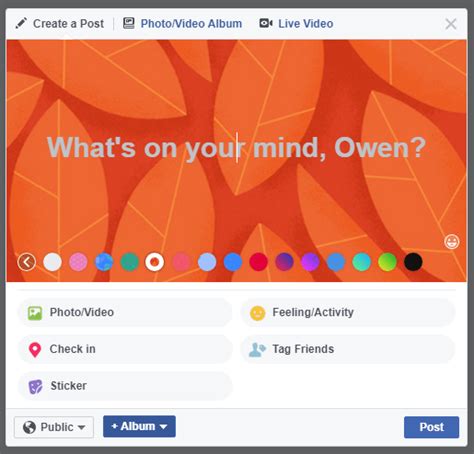 New Facebook Status Update Background Colors Roll Out Xanjero