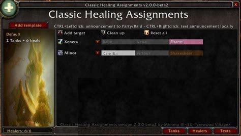 Classic Healing Assignments Raid Mods World Of Warcraft Addons