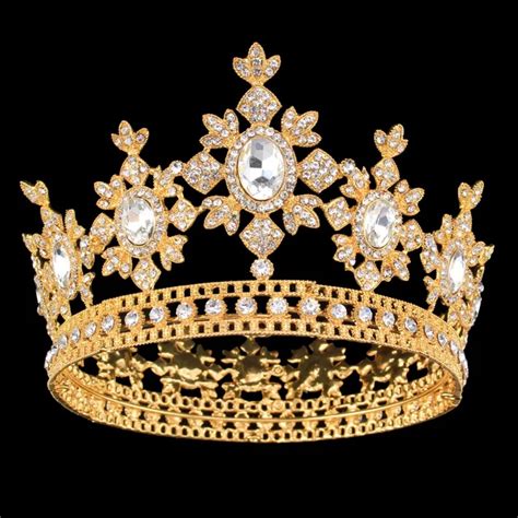 Buy Gold Color Bridal Tiaras Crowns Full Crystal