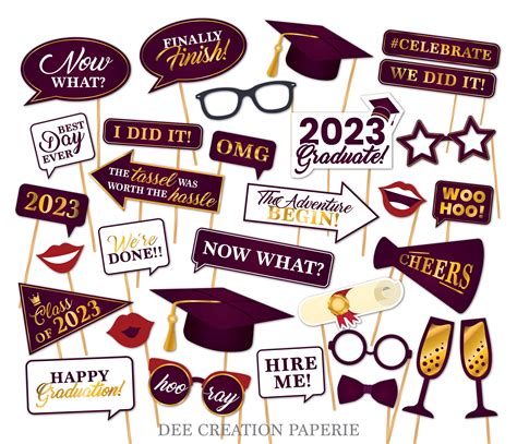 Graduation Photo Booth Printable Props Class Of 2023 Instant Download