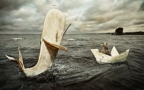 A Man In A Paper Boat And Whale Wallpapers And Images