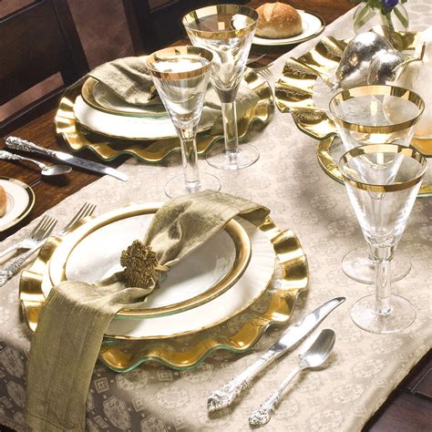 Platinum Gold Rim Handmade Glass Buffet Plate Ruffle By Annieglass