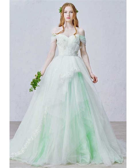 What is the ball gown silhouette? Romantic Ball-Gown Off-the-Shoulder Court Train Tulle ...