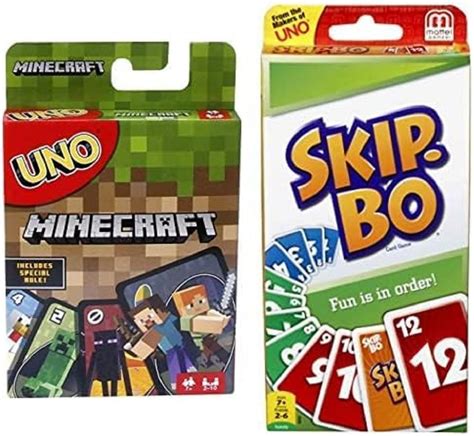 Mattel Games Skip Bo Card Game And Uno Minecraft Card Game Amazonca Toys And Games