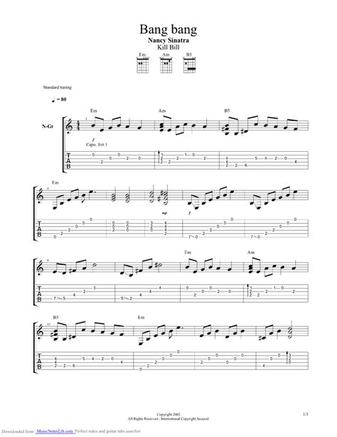 Bang Bang Guitar Pro Tab By Nancy Sinatra