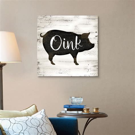 Farmhouse Pig Canvas Wall Art Print Home Decor Ebay