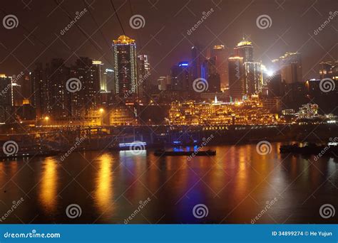 Chongqing City Skyline At Night Editorial Stock Image Image Of