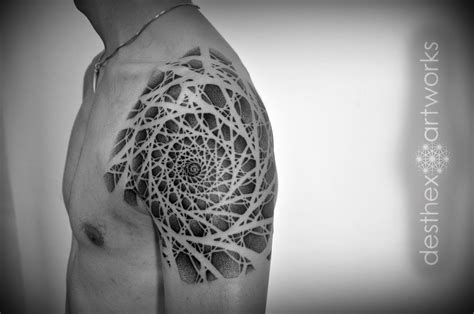 Psychedelic Spiral Organic Fractal Tattoo Dotwork Fibonacci Vortex