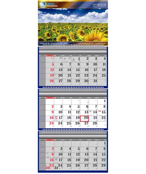 Three Wire Calendar Export Canada Custom Calendars