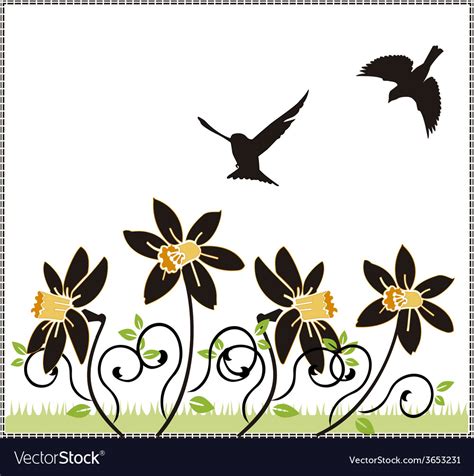 Flowers And Birds Royalty Free Vector Image Vectorstock