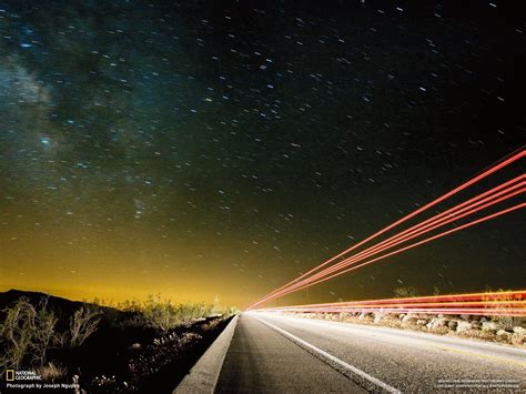 Wallpaper Night Road Atmosphere Light Trails National Geographic