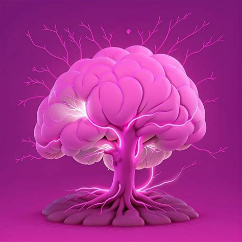 Premium Ai Image A Illustration Human Brain Like A Tree With A Pink