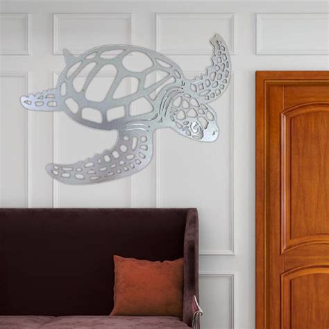 Metal Sea Turtle Ornament Beach Theme Decor Wall Art Etsy