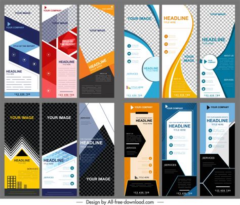 Corporate Banners Collection Modern Vertical Technology Decor Vector